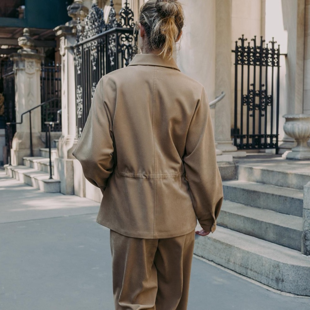 NWT Zara Adjustable Waist Pocket Suede Jacket Tan / Camel Size Small - Picture 5 of 10